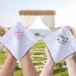 Personalised Embroidered Title Date 100% Cotton Square Handkerchief with Gift Box and Nameplate Wedding Bridal Party Gift for Father Mother