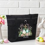 Personalisierte Ostereier Floral Cross Zipper Tote Bag mit Namen und Mesh-Tasche Gebetstag Ostern Lagerung Urlaub Geschenk für Frauen Christian