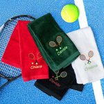 Asciugamano personalizzato con ricamo e nome con racchetta da tennis regalo ideale per giocatori di tennis allenatori e appassionati di tennis