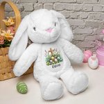 Huevos de Pascua personalizados Floral Cruz lindo peluche conejito animal de juguete con nombre Pascua Baby Shower Cumpleaños Regalo para los niños