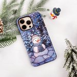 Personalized Snowman Forest Wonderland Faux Glass Effect Double-layer Phone Case for iPhone Samsung with Name Birthday Gift for Family Friend