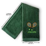 Asciugamano personalizzato con ricamo e nome con racchetta da tennis regalo ideale per giocatori di tennis allenatori e appassionati di tennis