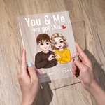 Luce notturna a LED acrilica personalizzata con gesto del cuore base in legno e nomi decorazione da scrivania regalo  per San Valentino per coppie