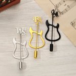 Personalized Guitar Shape Initials Lapel Pin Brooch Suit Accessory Wedding Anniversary Gift for Groom Best Man Music Lover