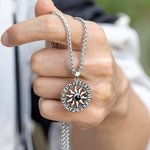 Personalisierte Vintage Sun Design Foto Projektion Halskette Jahrestag Geburtstag Vatertag Geschenk für Männer