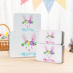 Personalisierte Aquarell Girlande Hase Nadelstreifen Keks Zinn Lebensmittelqualität Aufbewahrungsbox mit Namen Ostern Party Favor Geschenk für Kinder