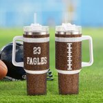 Vaso isotérmico personalizado de 40 oz con número y nombre de béisbol de voleibol Regalo diario de cumpleaños para los amantes del deporte