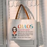 Personalisierte Chaos Koordinator Cartoon Charakter Leder Griff Canvas Tote Bag mit Namen Geburtstag Wertschätzung Muttertag Geschenk für Frauen