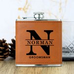 Fiaschetta da liquore in acciaio inox da 6 once con coperchio in pelle e nome Regalo portatile per matrimonio, addio al celibato e al nubilato.