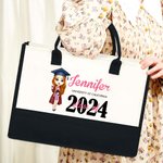 Traje de Licenciatura Personalizado Caricatura Graduado Chica Bolsa de Lona con Nombre y Año Regalo de Graduación para Compañeros de Escuela Amigos