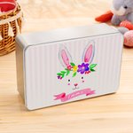 Personalisierte Aquarell Girlande Hase Nadelstreifen Keks Zinn Lebensmittelqualität Aufbewahrungsbox mit Namen Ostern Party Favor Geschenk für Kinder
