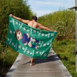 Personalised Cartoon Soccer Character Oversized Quick Dry Microfiber Beach Towel with Name and Number Travel Essentials Team Gift for Soccer Lovers