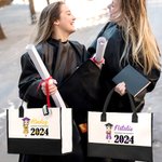 Traje de Licenciatura Personalizado Caricatura Graduado Chica Bolsa de Lona con Nombre y Año Regalo de Graduación para Compañeros de Escuela Amigos