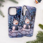 Personalized Snowman Forest Wonderland Faux Glass Effect Double-layer Phone Case for iPhone Samsung with Name Birthday Gift for Family Friend
