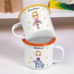 Personalised Multicolor Zodiac Cartoon Character 12 oz Enamel Mug with Name Birthday Camping Accessories Gift for Kids Family