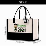 Traje de Licenciatura Personalizado Caricatura Graduado Chica Bolsa de Lona con Nombre y Año Regalo de Graduación para Compañeros de Escuela Amigos