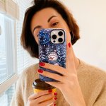 Personalized Snowman Forest Wonderland Faux Glass Effect Double-layer Phone Case for iPhone Samsung with Name Birthday Gift for Family Friend