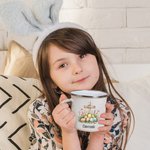 Personalisierte bunte Eier floralen Kreuz 11oz Edelstahl-Emaille-Becher mit Namen Ostern Party Urlaub Geschenk für Jungen Mädchen