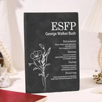 Personalisierte MBTI Definition Geburt Blume A5 Leder Notizbuch mit Namen Geburtstag Geschenk für Familie Freunde