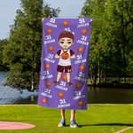 Personalisierte Basketball Cartoon Charakter überdimensioniert schnell trocknen Name Strandtuch Urlaub Zubehör Geburtstag Geschenk für Basketball-Liebhaber
