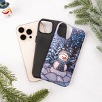 Personalized Snowman Forest Wonderland Faux Glass Effect Double-layer Phone Case for iPhone Samsung with Name Birthday Gift for Family Friend