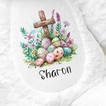 Huevos de Pascua personalizados Floral Cruz lindo peluche conejito animal de juguete con nombre Pascua Baby Shower Cumpleaños Regalo para los niños