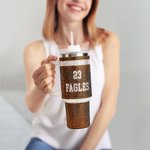 Vaso isotérmico personalizado de 40 oz con número y nombre de béisbol de voleibol Regalo diario de cumpleaños para los amantes del deporte