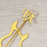 Personalized Guitar Shape Initials Lapel Pin Brooch Suit Accessory Wedding Anniversary Gift for Groom Best Man Music Lover