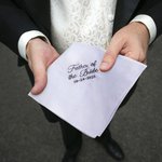 Personalised Embroidered Title Date 100% Cotton Square Handkerchief with Gift Box and Nameplate Wedding Bridal Party Gift for Father Mother