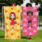 Personalisierte Basketball Cartoon Charakter überdimensioniert schnell trocknen Name Strandtuch Urlaub Zubehör Geburtstag Geschenk für Basketball-Liebhaber