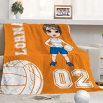 Couverture Douce Personnalisée avec Personnage Nom et Numéro Style de Ballon Cadeau Anniversaire pour Amoureux de Sport