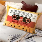 Fodera per cuscino personalizzata con mixtape retro anni '80 e nome decorazione per la casa regalo per una nuova casa per amanti della musica