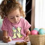 Personalised Multicolour Cute Easter Bunny Initial Carrot 100% Cotton Kid T-shirt with Name Easter Party Gift for Boys Girls