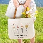 Personalisierte Geburtsblume Garten Canvas Tragetasche mit Namen Griff Geburtstag Weihnachten Geschenk für Damen Mädchen