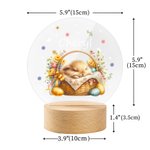 Personalized Cute Sleeping Bunny In A Basket Name LED Night Light with Wooden Base Nursery Room Decor Easter Gift for Kids