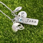 Personalizada Birthstone Collar Casco de Fútbol con nombre grabado y el número de juego Día del equipo de regalo de cumpleaños para los amantes del deporte