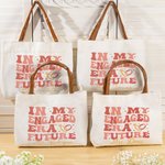 Personalisierte In meinem verlobten Ära Zukunft Ring Herz Canvas Tote Bag withLeather Handle und Name Engagement Bridal Shower Geschenk für Frauen Brautjungfern