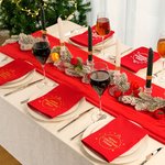 Tovagliolo da tavola riutilizzabile personalizzato in cotone 100% Merry Christmas con nome Decorazione da tavolo Regalo di Natale per la famiglia