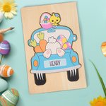 Personalisierte Bauernhof Tier Ostern Hase Eier Karotte Holzpuzzle mit Namen Home Decor Ostern Geschenk für Kinder