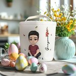 Personalizada Nacimiento Flor Personaje de dibujos animados reutilizable Cesta de lona con nombre Huevo de caza Accesorios Cumpleaños Pascua Regalo para la familia Amigos