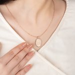 Collar personalizado grabado huella oval con texto cumpleaños aniversario San Valentín regalo para las mujeres