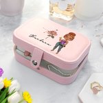 Personalized Glitter Zodiac Birth Flower Two-layer Portable PU Leather Jewelry Box with Name Travel Accessories Birthday Anniversary Gift for Women