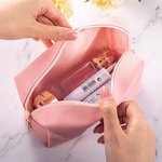 Personalized Zodiac Sign Birth Flower Glitter Cartoon Character  PU Leather Cosmetic Bag with Name Birthday Anniversary Gift for Women