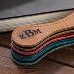 Personalized Magnetic Leather Bookmark Clip with Initial Monogram Reading Accessory Gift for Friends Bookworm