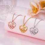 Collier personnalisé étoile lune zircon coeur avec pierre de naissance texte gravé bijou délicat anniversaire cadeau de St Valentin pour femme