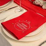 Tovagliolo da tavola riutilizzabile personalizzato in cotone 100% Merry Christmas con nome Decorazione da tavolo Regalo di Natale per la famiglia