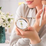 Espejo de maquillaje portátil personalizado con bordes dorados y nombre Birthday Anniversary Gift for Women Girls