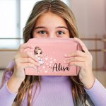 Borsa per il truppo in pelle PU da viaggio personalizzato con nome e personaggio ballerina regalo di compleanno per amanti della danza
