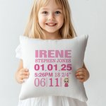 Personalisierte Cartoon-Charakter Baby Geburt Informationen weichen Wurf Kissen Abdeckung Home Decor Geburtstag Baby Dusche Housewarming Geschenk für Neugeborene neue Mutter