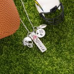 Personalizada Birthstone Collar Casco de Fútbol con nombre grabado y el número de juego Día del equipo de regalo de cumpleaños para los amantes del deporte